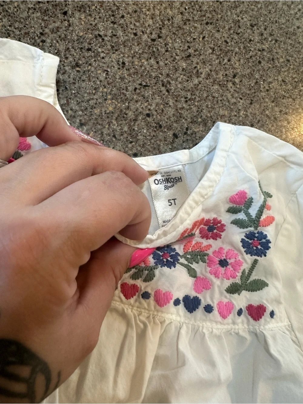 OshKosh B'gosh White Embroidered Floral Yoke Top